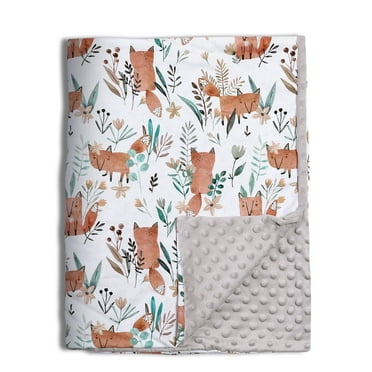 Gllquen Baby Blanket Soft Minky with Double Layer Dotted Backing Receiving Blankets for Newborn Girls Boys, Toddler, Infant 30"x 40",Cute Foxes