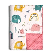 Gllquen Baby Blanket Ultra Soft Minky with Double Layer Dotted Backing Receiving Blankets for Newborn Girls, Toddlers, Infant 30"x 40",Colorful Elephant