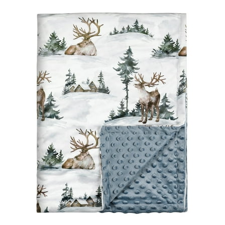 Gllquen Baby Elk Print Super Soft Plush Minky Baby Blanket, Infant Unisex, 30" x 40", for Newborn Toddler Boys Girls