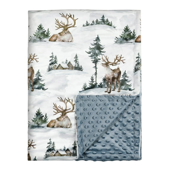 Gllquen Baby Elk Print Super Soft Plush Minky Baby Blanket, Infant Unisex, 30" x 40", for Newborn Toddler Boys Girls