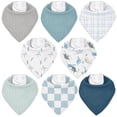 thumbnail image 1 of Gllquen Baby Muslin Baby Bibs 8 Pack Baby Bandana Drool Bibs 100% Cotton for Unisex Boys and Girls, Blue Dinosaur, 1 of 8