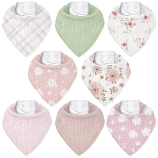 Gllquen Baby Muslin Baby Bibs 8 Pack Baby Bandana Drool Bibs 100% Cotton for Unisex Boys and Girls, Garden