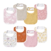 Gllquen Baby Muslin Cotton Drool Bibs Adjustable 8 Pack Soft Baby Bandana Bibs for Newborn Girls Boys Feeding Essentials, Blossom