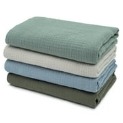 Gllquen Baby Muslin Cotton Swaddle Blankets 4-Pack for Newborn Boys Girls, 38 x 40, Lakes