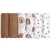 Gllquen Baby Muslin Swaddle Blankets 6-Pack, Swaddle Wrap Neutral Receiving Breathable Cotton Blankets for Newborn Infant Girls and Boys, 27 X 27, Rainbow