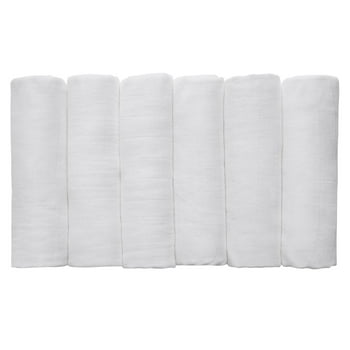 Gllquen Baby Muslin Swaddle Blankets 6-Pack, Swaddle Wrap Receiving Breathable Cotton Blankets for Newborn Infant Girls and Boys, 27 X 27", White