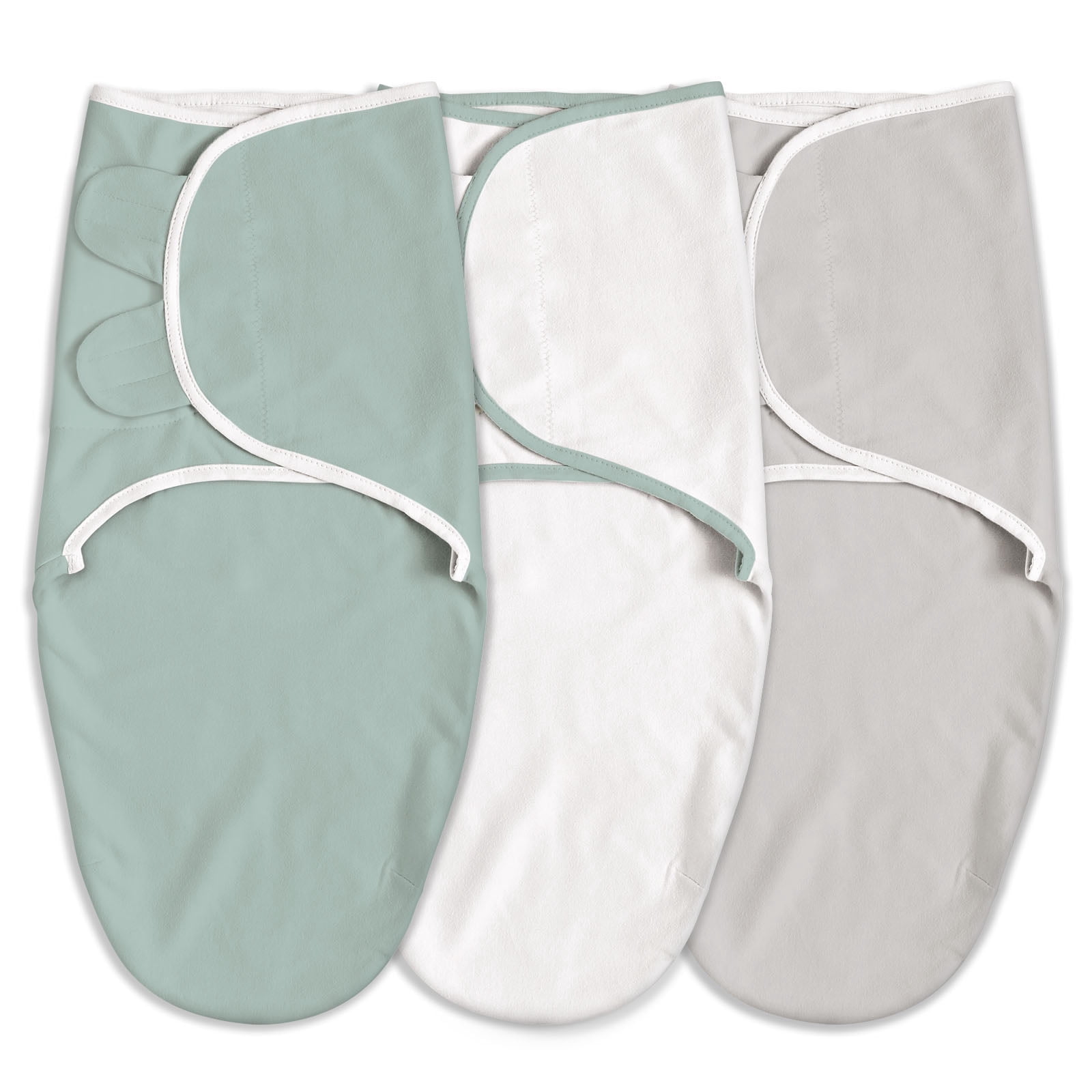 Gllquen Baby Organic Cotton Original Swaddle Blankets 3-Pack For Newborn Infant Boys Girls, 0-3 Months, Greyish Green