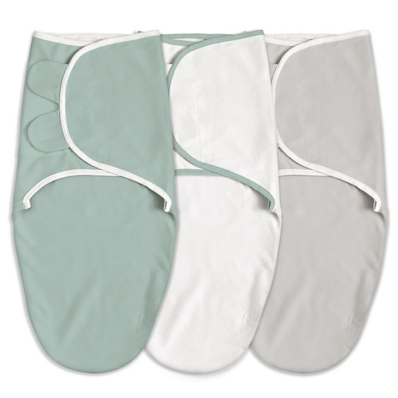 Gllquen Baby Organic Cotton Original Swaddle Blankets 3-Pack For Newborn Infant Boys Girls, 0-3 Months, Greyish Green