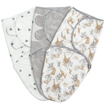 Gllquen Baby Organic Cotton Original Swaddle Blankets 3-Pack For Newborn Infant Boys Girls, 0-3 Months, Jungle Exploration