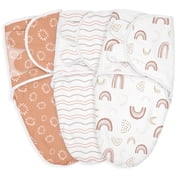 Gllquen Baby Organic Cotton Swaddle 3-Pack for 0-3 Months Newborn Infant Boys Girls, Line Rainbow