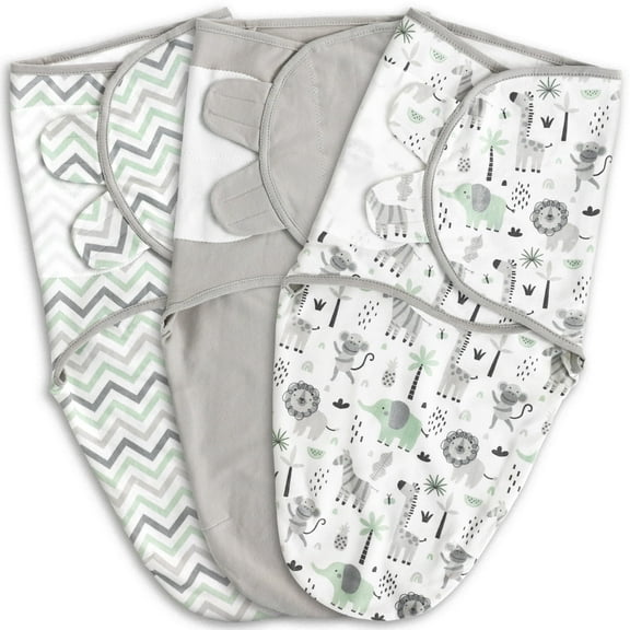 Gllquen Baby Organic Cotton Swaddle 3-Pack for Newborn Infant Boys Girls 0-3 Months, Animal World