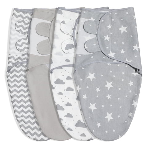Gllquen Baby Organic Cotton Swaddle Blankets 4-Pack, 0-3 Months Newborn Sleep Sack for Newborn Boys Girls, Infants, Kids, Grey