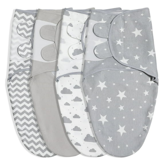 Gllquen Baby Organic Cotton Swaddle Blankets 4-Pack, 0-3 Months Newborn Sleep Sack for Newborn Boys Girls, Infants, Kids, Grey