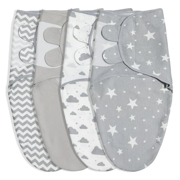 Gllquen Baby Organic Cotton Swaddle Blankets 4-Pack, 0-3 Months Newborn Sleep Sack for Newborn Boys Girls, Infants, Kids, Grey