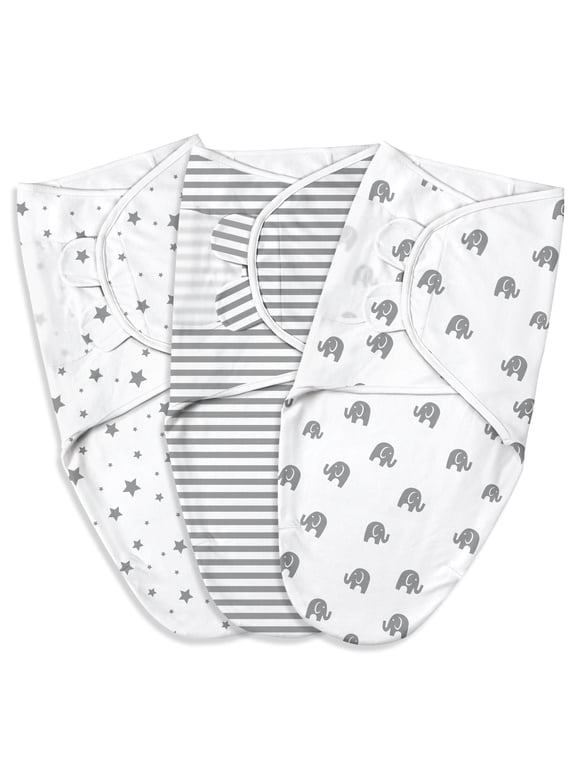 Organic Cotton Swaddle Blankets for 0-3 Months Infant Boys Girls, Adjustable Newborn Swaddles, 3-Pack Wrap Set, Twinkle & Rainbow