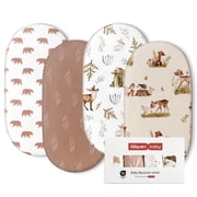 Gllquen Baby Premium Bassinet Sheets Set 4 Pack For Girls Newborns Infant Toddlers, Bears & Deers