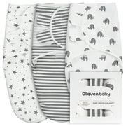 Gllquen Baby Premium Swaddle Blankets for 3-6 Months Baby Boy Girl, 3 Pack Wrap Set, Infant Adjustable 100% Organic Cotton Swaddles (Medium/Large)