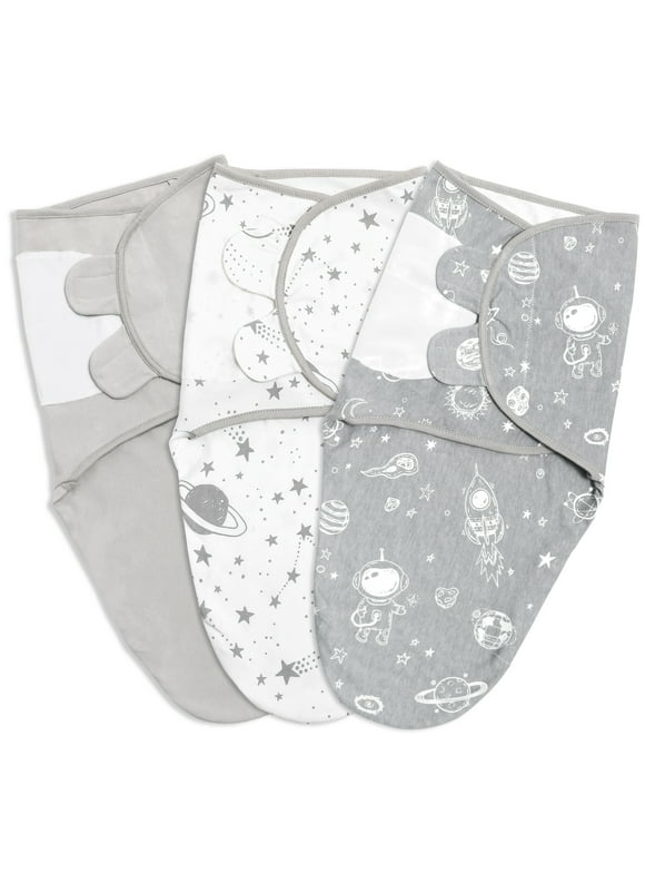 Gllquen Baby Swaddle Blankets for Baby Boy Girl for 0-3 Months Newborn, 3 Pack Wrap Set, Grey Planet
