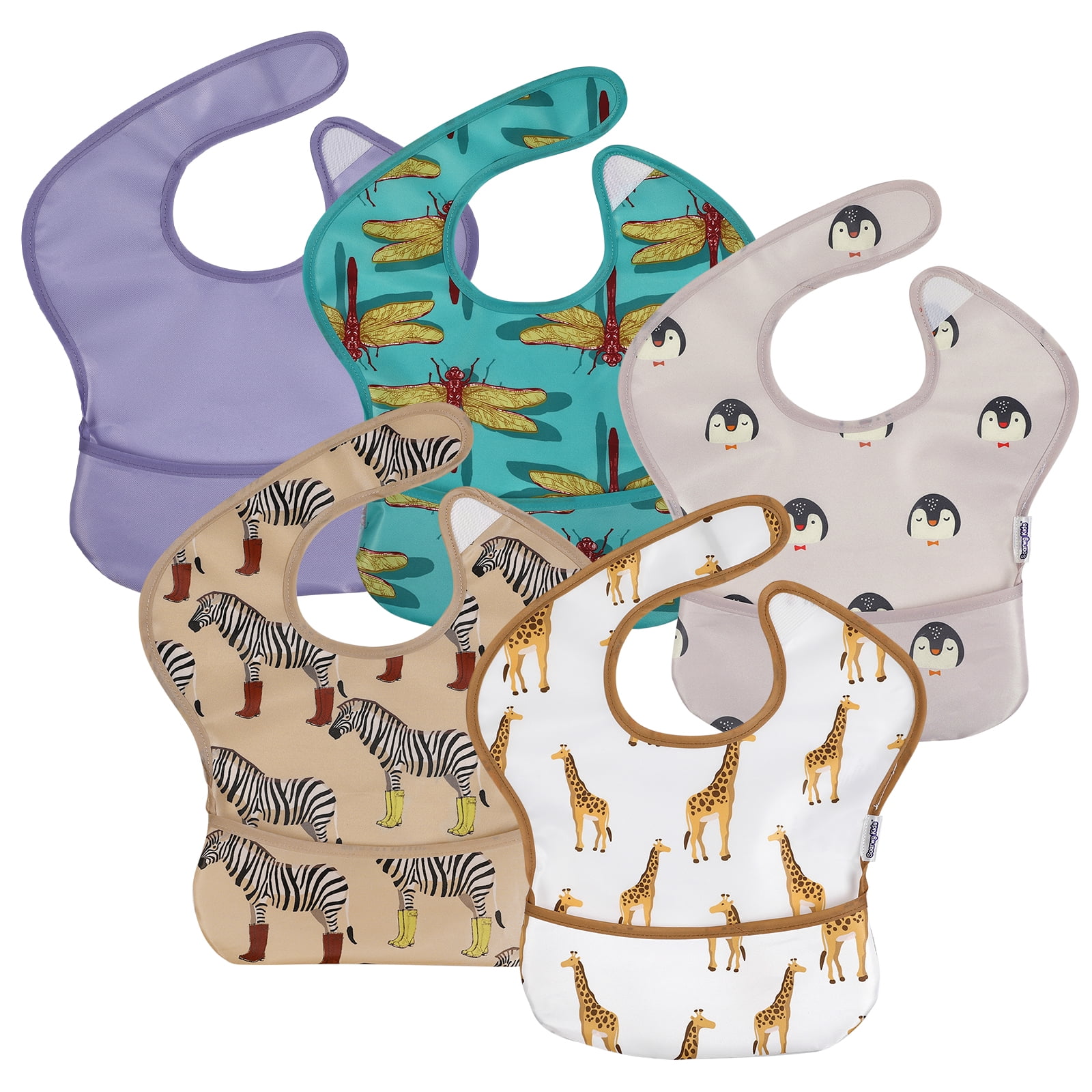 Gllquen Baby Waterproof Baby Bibs for Boys and Girls, Great Travel Baby Bibs for Eating, Infant