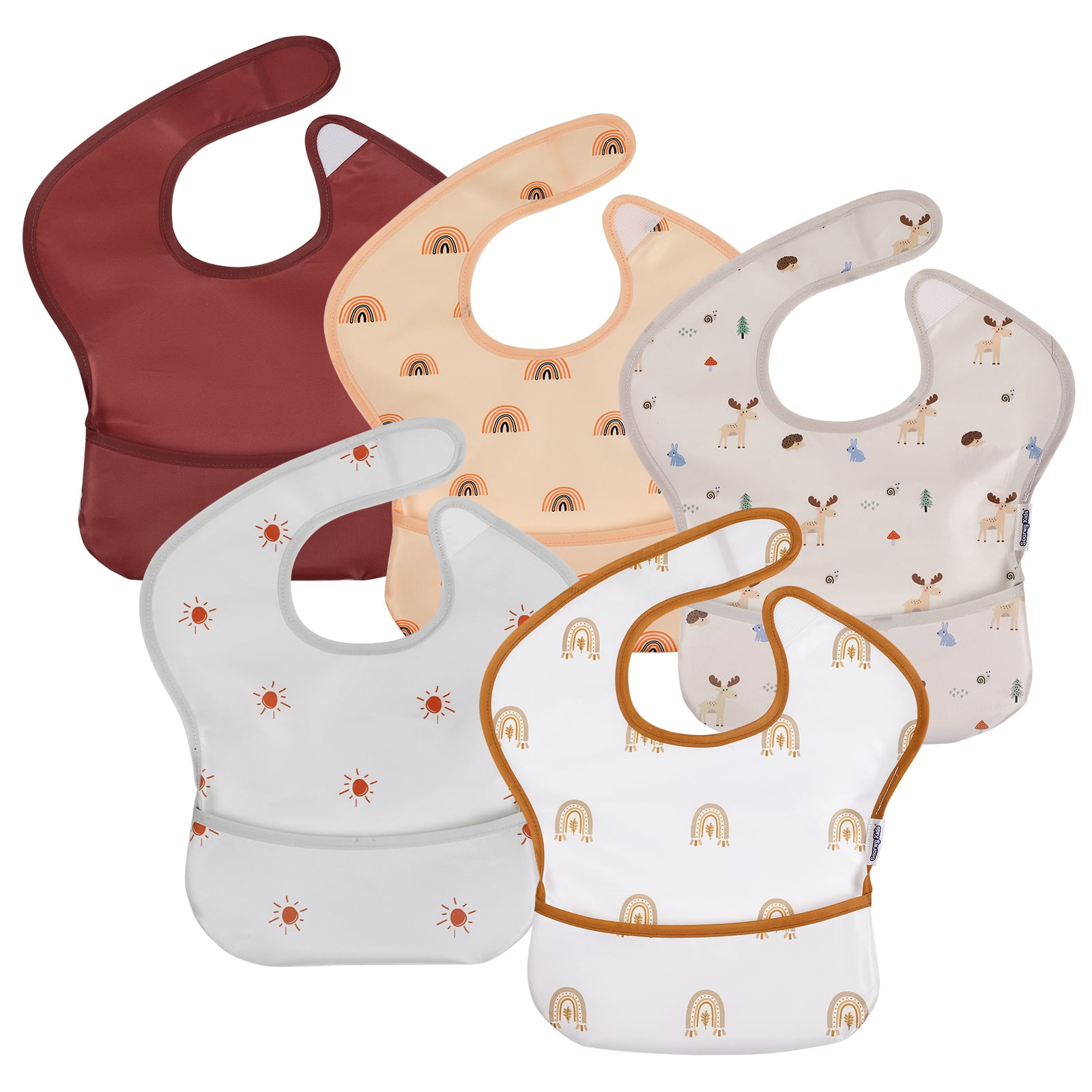 4-Pack Mess Proof Baby Bibs - Long Sleeve Waterproof Feeding Bibs For Toddlers