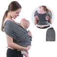 thumbnail image 1 of Gllquen Baby Wrap Carrier Adjustable Slings for Newborns Toddlers 35 lbs, Unisex, Dark Heather Gray, 1 of 8