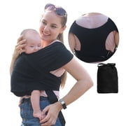 Gllquen Baby Wrap Carrier Organic Cotton Adjustable Slings ,for Newborn,Infant,Toddlers 35 lbs,Black