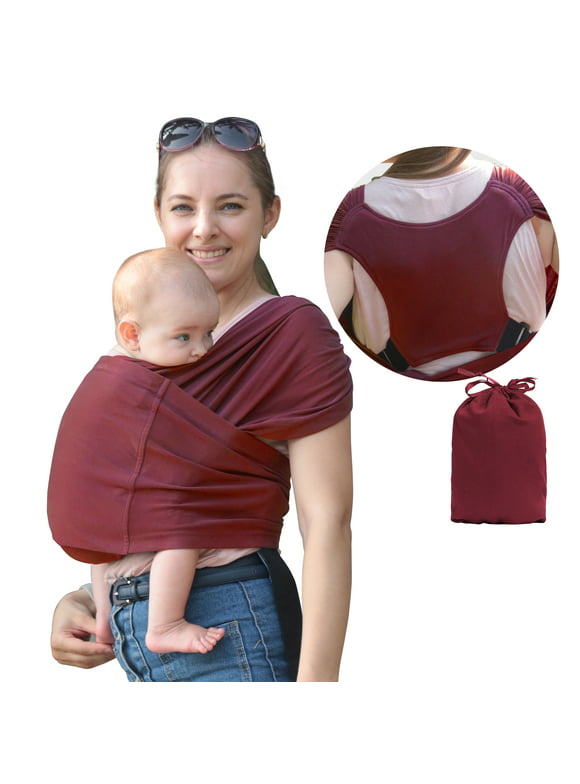 Gllquen Baby Wrap Carrier Organic Cotton Slings Unisex,for Newborn,Infant,Toddlers 35 lbs,Red