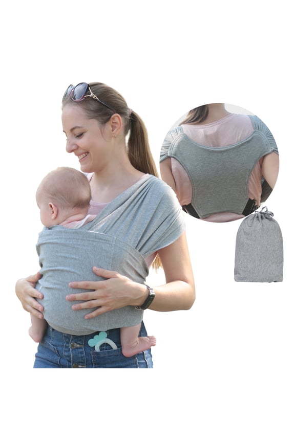 Wrap Carriers Premium Organic Cotton Adjustable Slings, for Toddlers, Infant, Newborn, Light Gray