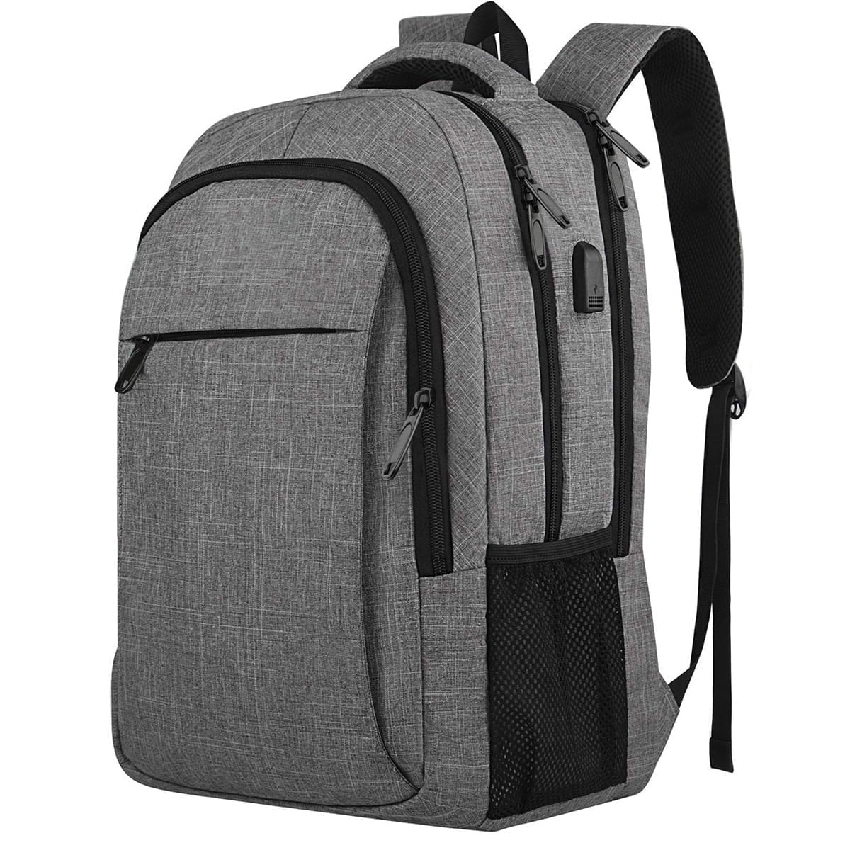 GlneYos Travel Laptop Backpack for Men, Extra Large 17.3inch Shoulders Bag Suitcase with Usb Charging Port,Business Lightweight College Luggage Bag,Gray
