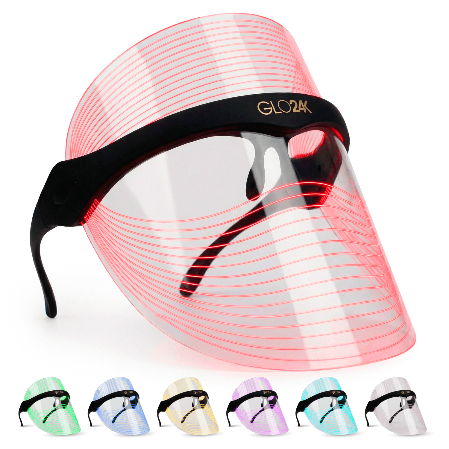 GLO24K 7 Color LED Light Therapy Face Mask, Anti-Aging Skin Rejuvenation Device for Wrinkles, Acne, Firming & Brightening, Facial Treatment Mask for Youthful Radiant Skin