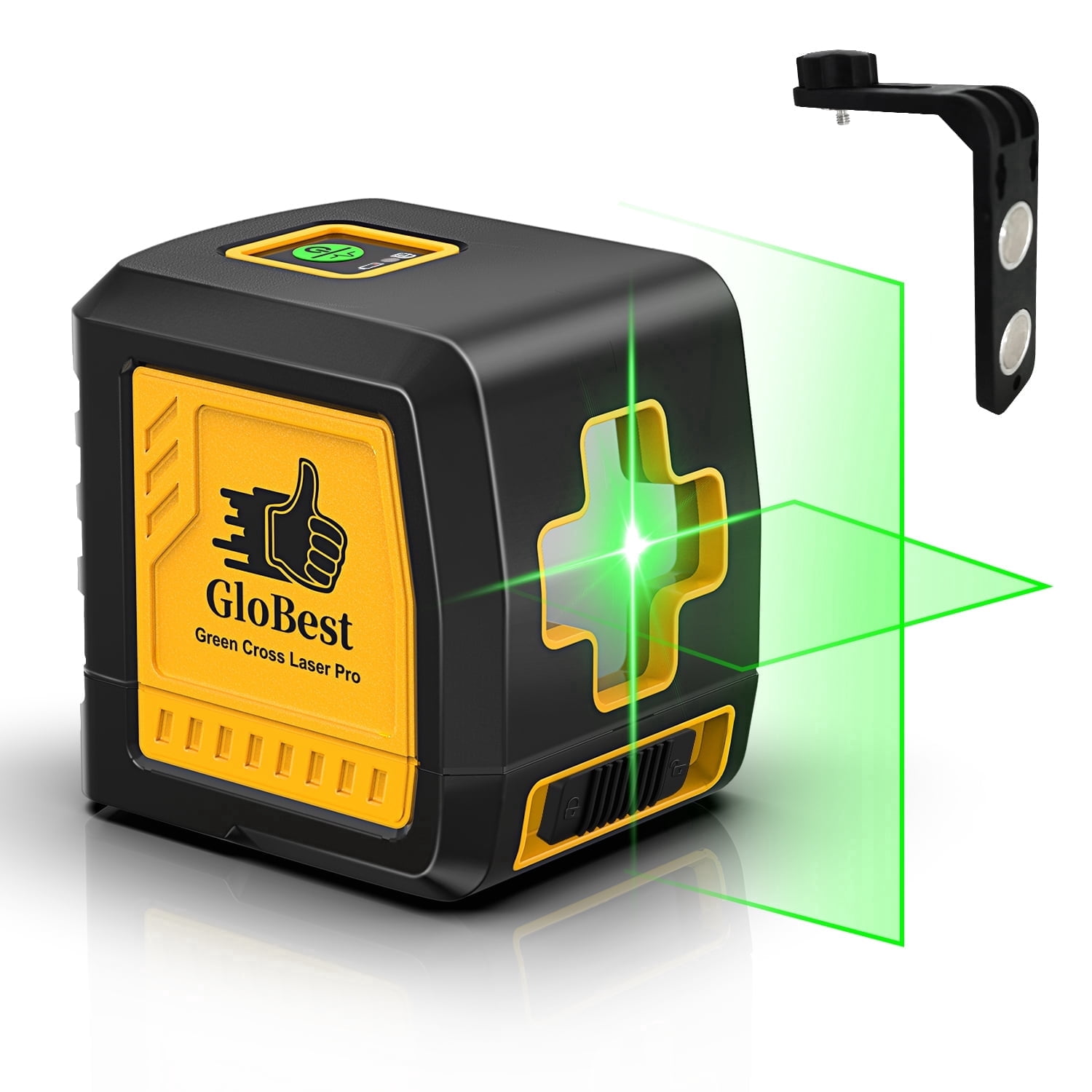 Globest Self-Leveling Laser Level, 100Ft/30M Green Cross Line Laser Level, Lazer Level 2 line laser for Construction and picture hanging, IP54 Waterproof, 360° Magnetic Base and Battery Included