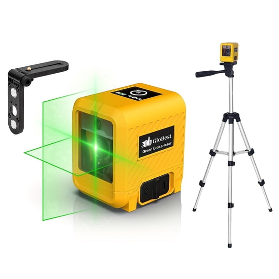 GloBest Self Leveling Green Cross Line Laser Level with Tripod, 100ft Range, Horizontal & Vertical Lines, USB-C Rechargeable, IP54 Waterproof, Magnetic Bracket