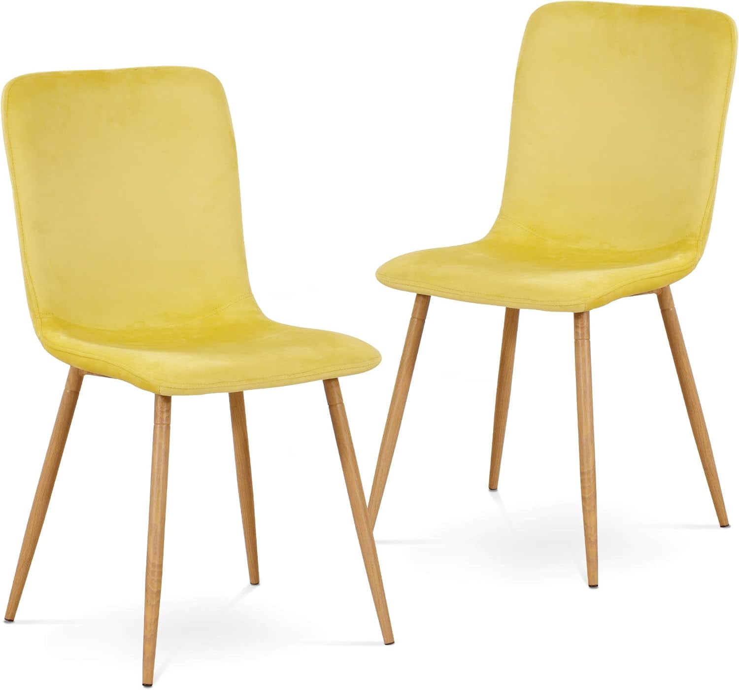 GloCart Modern Yellow Dining Chair, Small Velvet Side Chair Set of 2 ...