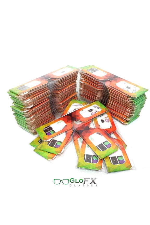 GloFX Paper Cardboard Diffraction Geometric Rainbow Prism 3D Shade Rave100 Pack