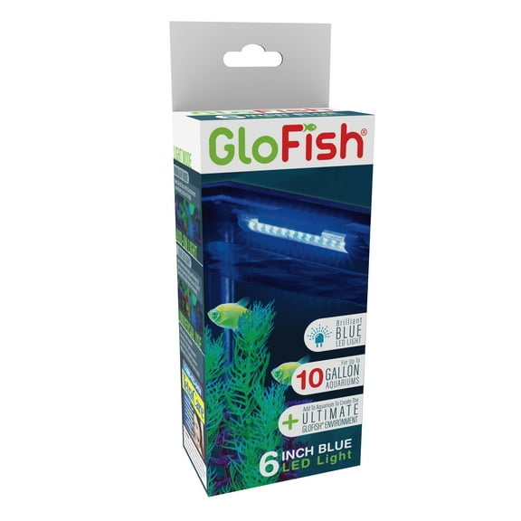 GloFish 6 in. LED Light for Aquariums up to 10 Gallon, Blue and White LED Light, 1 Count