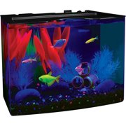GloFish Crescent Aquarium Kit 5 Gallons, Includes Hidden Blue LED Light And Internal Filter
