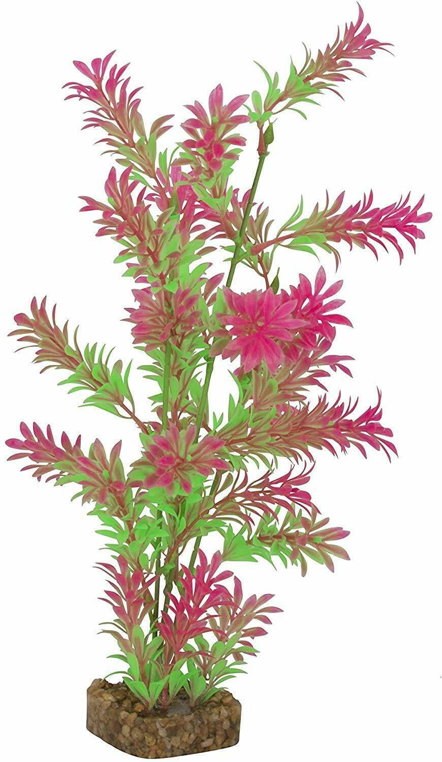GloFish Plant Aquarium Décor, Green and Pink Large, Fluorescent Under Blue LED Light