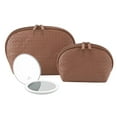 thumbnail image 1 of GloTech 2-pack Faux Leather Cosmetic Bags with Rechargeable Compact Mirror, 1 of 5