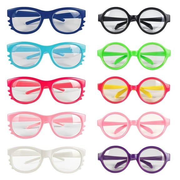 GloTide 10 Pcs Doll Accessories Doll Glasses for 18 Inch Dolls, Doll Glasses Round Frames with Clear Lenses for Doll Accessories, Multiple Colors(Dolls not Included)