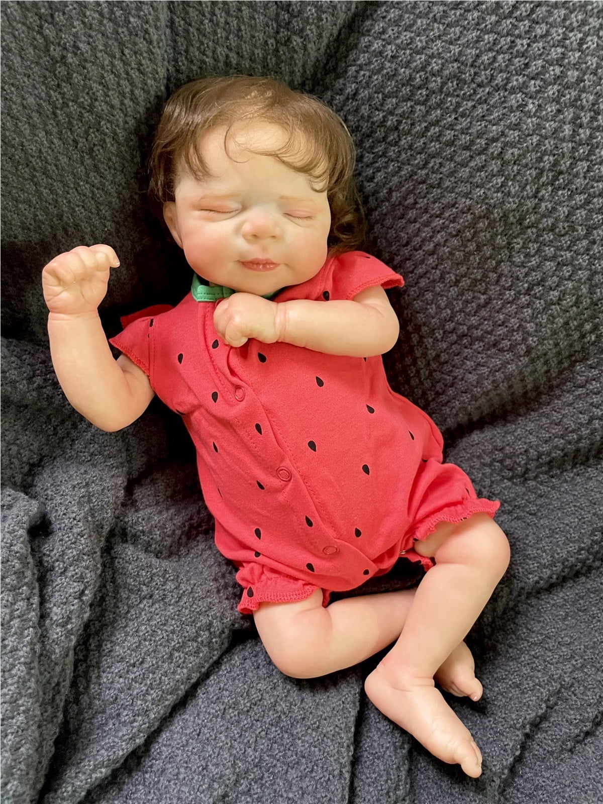 GloTide 19inch/48cm Real baby doll Real Soft Touch Baby Realistic Silicone Reborn Baby Doll With Hand-implanted artificial hair