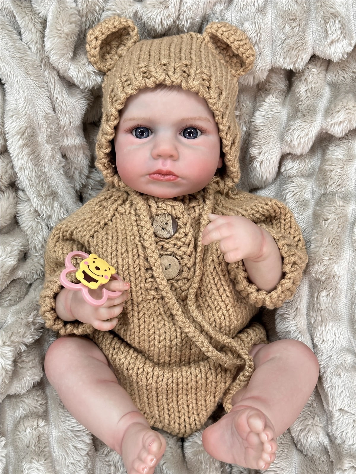 GloTide 50cm/20inch Lifelike Soft Touch Silicone Vinyl Toddler Doll Boy Lovely Reborn Awake With Soft Hair Baby Dolls