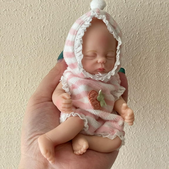 GloTide Silicone Babies 6 Inch Solid Silicone Mini Baby Dolls Girl Cute Sleeping Tiny Babies
