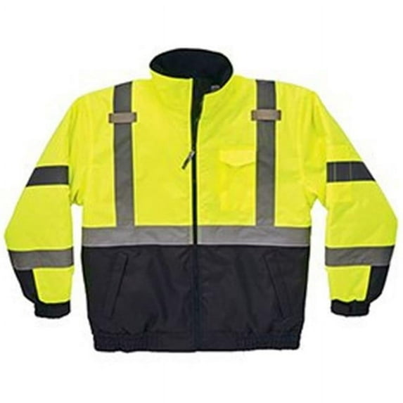 GloWear 8377 Type R Class 3 Quilted Bomber Jacket, Lime - Large