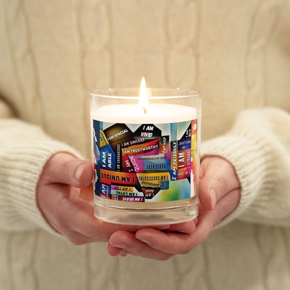 GloWell Designs - Glass Jar Soy Wax Candle - Affirmation Quote - I Am