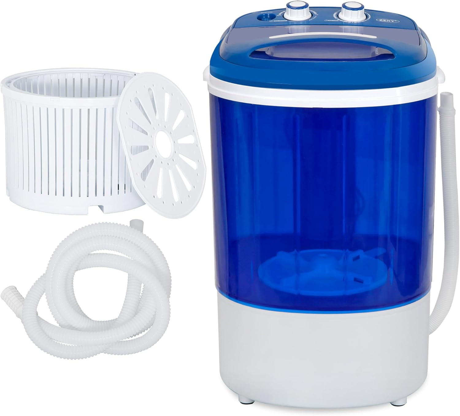 Gloaa Portable Mini Washer and Spinner Combo, 5.7 lbs Capacity Compact Washing Machine with Spin Cycle Basket and Drain Hose for RV Apartments Dorms Camping Traveling, Semi-automatic Laundry 110V