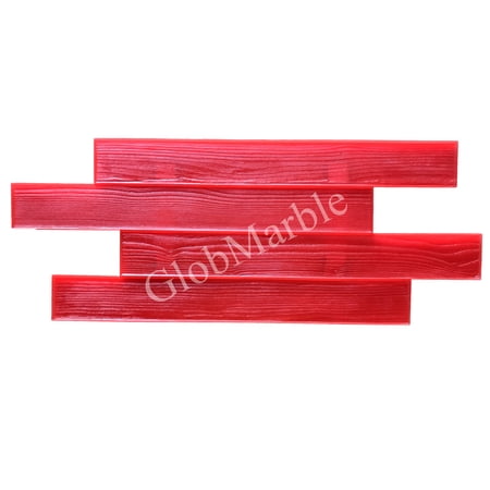 GlobMarble Concrete Vertical Stamp Mat WSM 105200/1. 3 1/2" Wood Plank. Rigid Stamp. Red.
