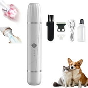 GlobaShun 2 in 1 Double Head Dog Clippers Dog Paw Trimmer with LED Light, Low Noise Pet Hair Grooming Trimmer Quiet Nail Grinder Shaver, Cordless Pet Hair Trimmer for Pets Paws, Eyes