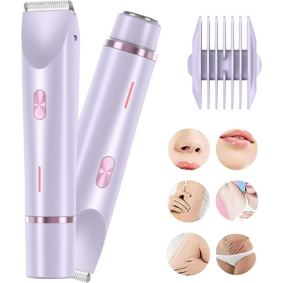 GlobaShun Silky Glow Razor, Glow Aura Womens Shaver, 2 in 1 Electric Dual Headed Body Shaver, Lady Bikini Shaver IPX7 Waterproof Wet and Dry Hair Trimmer for Facial Face Lip Chin Underarm Legs