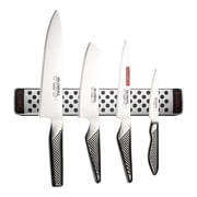 Global 5-PC G-42 Magnetic Knife Bar Set with Chef`s Knife, Vegetable Knife, Utility Knife, Paring Knife - Stainless Steel I00048
