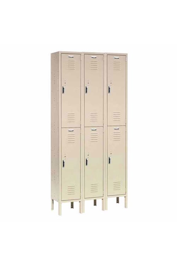 Double Tier Locker, 36"W x 15"D x 78"H, 6 Door Unassembled, Tan
